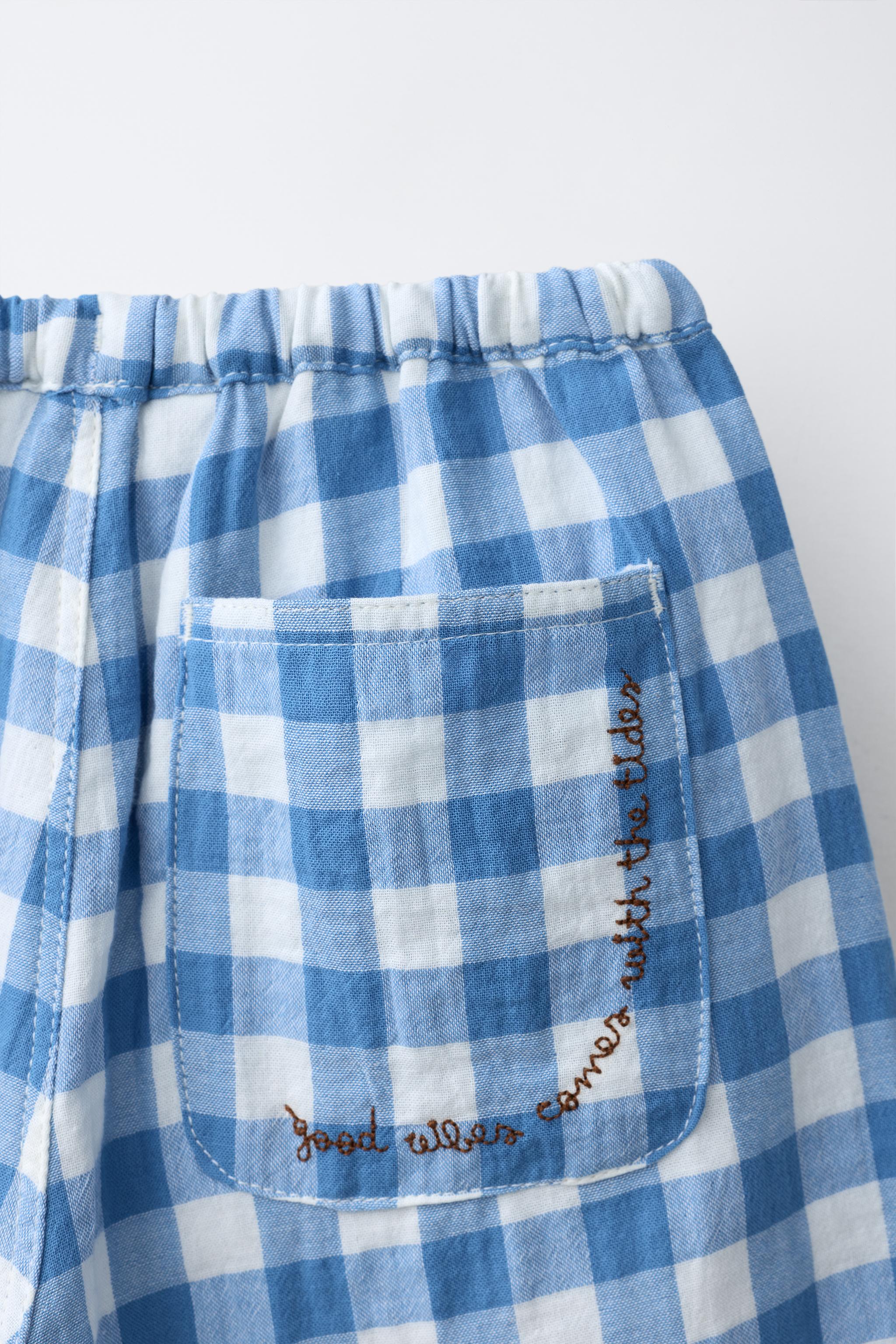 GINGHAM TEXTURED PANTS